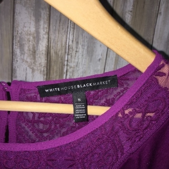 White House Black Market Purple Lace Neck Blouse - Picture 5 of 5